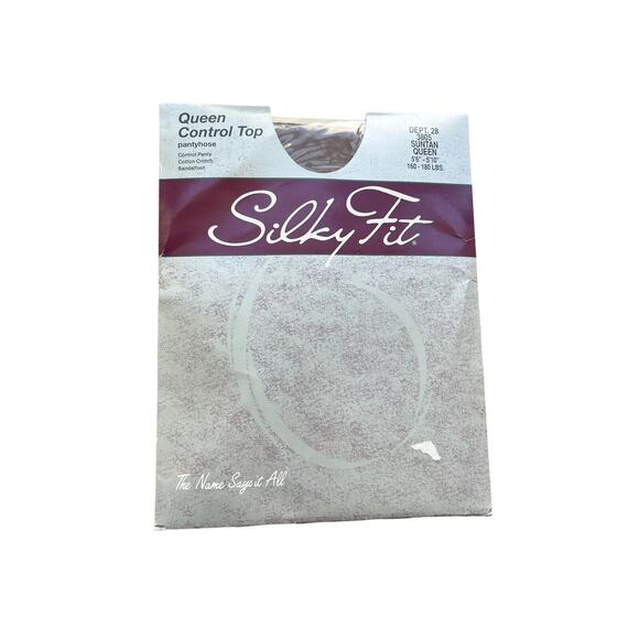 Vintage Silky Fit Control Top Pantyhose Suntan Queen Size L - Picture 1 of 4